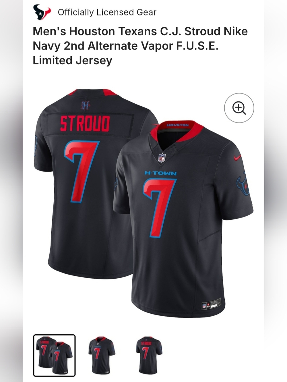 Men's Nike Houston Texans Alternate Vapor F.U.s.E. Limited Jersey C.J. Stroud 7